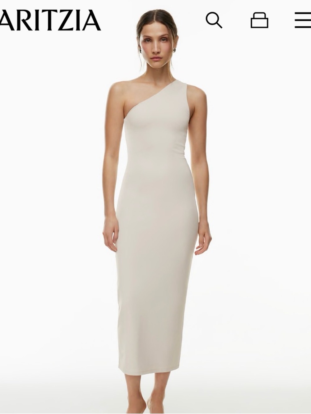 Aritzia Contour off the shoulder midi dress - size small (6) - Matte Pearl